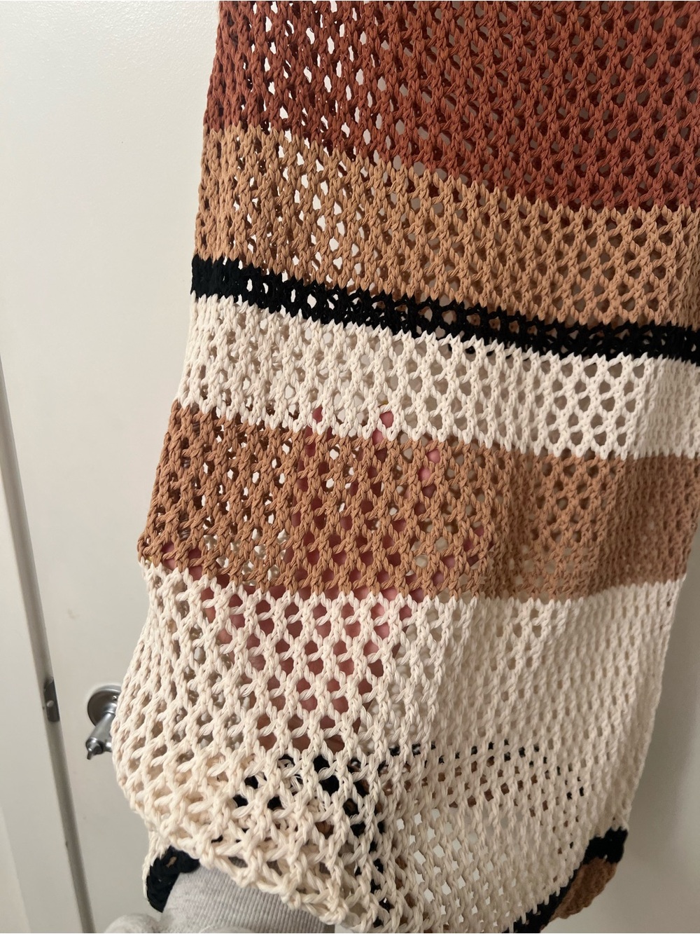 Zara Crochet Stripe Dress – Neutral Tones, Size Medium - Picture 4 of 8